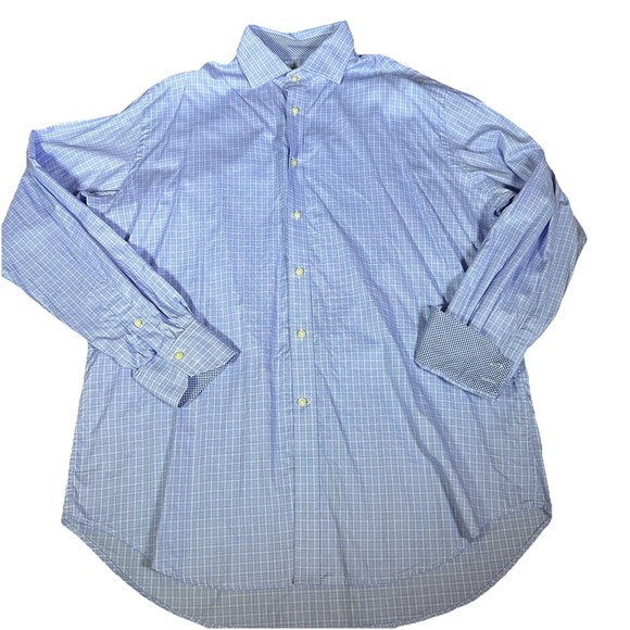 Jack Stone Other - Jack Stone by Thomas Dean Shirt Mens XL Blue Plaid Long Sleeve Career Flip Cuff